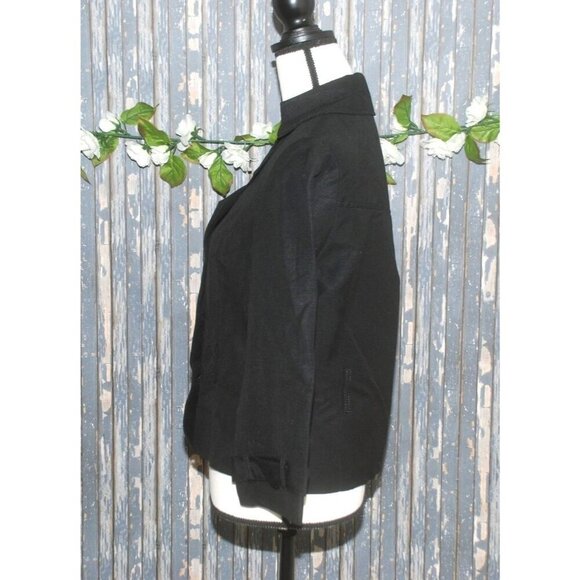 Signature by Larry Levine Ladies Black Linen Blend Jacket Size 8 Button Up - Picture 3 of 8